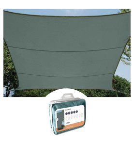 VOILE SOLAIRE - RECTANGULAIRE - 4 x 3 m - COULEUR : GRIS VERT - PRL