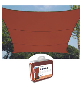 VOILE SOLAIRE - RECTANGULAIRE - 4 x 3 m - COULEUR : TERRACOTTA - PRL