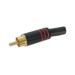 FICHE RCA MALE - DOREE - BOITIER METALLIQUE NOIR - ROUGE - Velleman