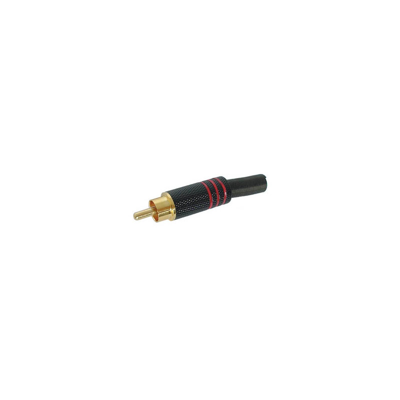 FICHE RCA MALE - DOREE - BOITIER METALLIQUE NOIR - ROUGE