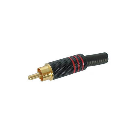FICHE RCA MALE - DOREE - BOITIER METALLIQUE NOIR - ROUGE - Velleman