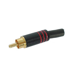 FICHE RCA MALE - DOREE - BOITIER METALLIQUE NOIR - ROUGE - Velleman