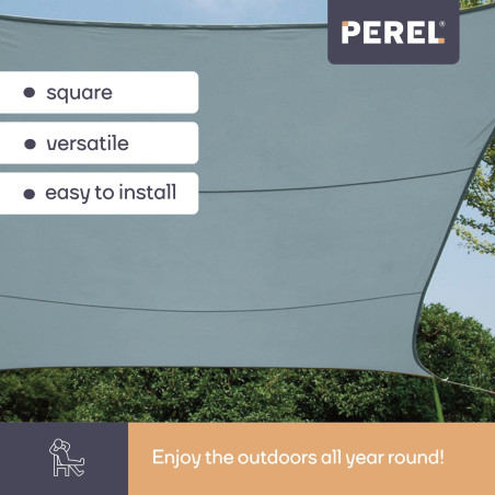 VOILE SOLAIRE - CARRÉ - 5 x 5 m - COULEUR : GRIS ARDOISE CLAIR