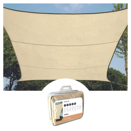 VOILE SOLAIRE PERMÉABLE - CARRÉ - 5 x 5 m - COULEUR : CHAMPAGNE - PRL
