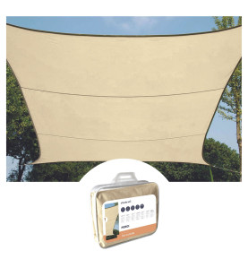 VOILE SOLAIRE PERMÉABLE - CARRÉ - 5 x 5 m - COULEUR : CHAMPAGNE - PRL