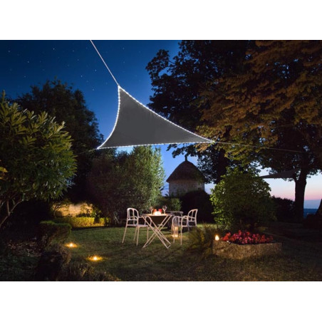 VOILE SOLAIRE AVEC CONTOUR LED - TRIANGULAIRE - 3.6 x 3.6 x 3.6 m - AN