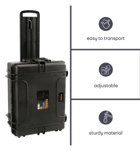 MALLETTE RIGIDE TROLLY - 604 x 473 x 283 mm - AVEC MOUSSE - 80 L - PRL