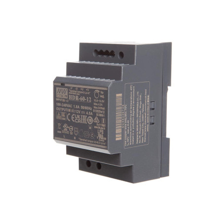 ALIMENTATION - 1 SORTIE - 60 W - 12 V 4.5 A - MONTAGE SUR RAIL DIN - P