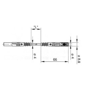 CORDON DE MESURE ISOLE 25cm et Ø 4mm - NOIR (MLB/GG-SH 25/1) - Vellema