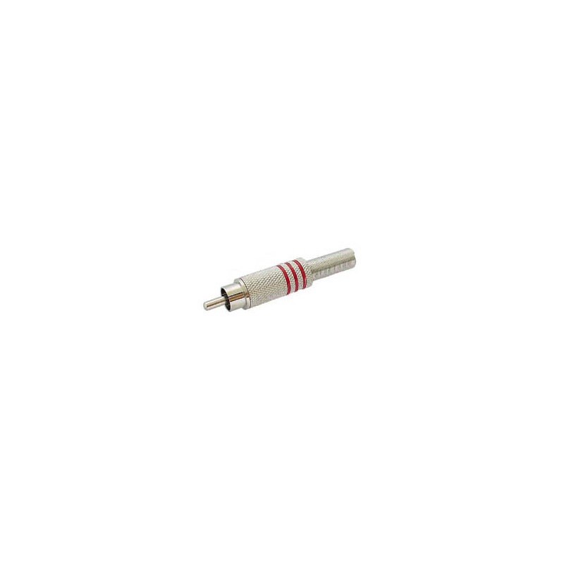FICHE RCA MALE - NICKEL - ROUGE FICHE RCA MALE - NICKEL - ROUGE