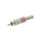 FICHE RCA MALE - NICKEL - ROUGE FICHE RCA MALE - NICKEL - ROUGE