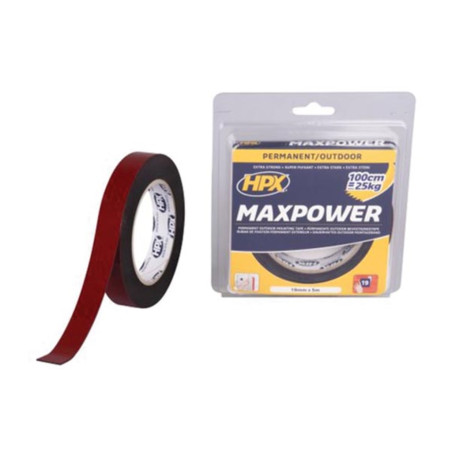 Ruban Max Power Outdoor double face - noir 19mm x 5m - PRL