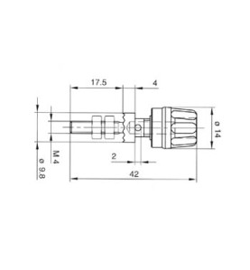 DOUILLE 4mm - LONGUE TIGE - ROUGE (PK 10A) - Velleman