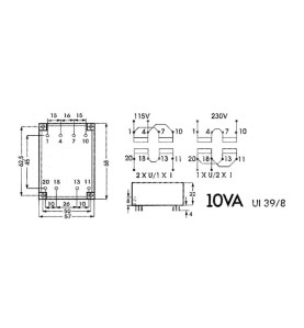 TRANSFORMATEUR BAS PROFIL 10VA 2 x 24V / 2 x 0.208A - Velleman