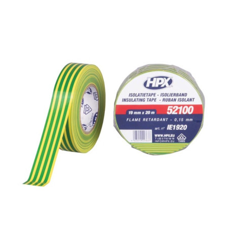 Ruban isolant PVC VDE - jaune/vert 19mm x 20m - PRL