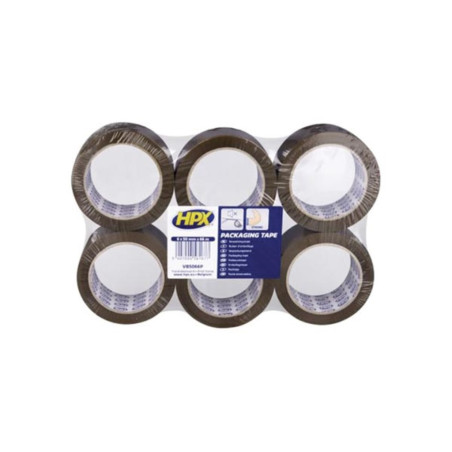 Ruban d'emballage pack de 6 rouleaux - brun 50mm x 66m - PRL