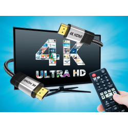 Câble HDMI 2.0 tressé en coton avec connecteur plaqué or - 4K Video - 10 mètres