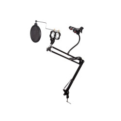 PIED DE TABLE POUR MICROPHONE AVEC SUPPORT POUR SMARTPHONE - RÉGLABLE 