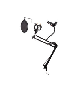 PIED DE TABLE POUR MICROPHONE AVEC SUPPORT POUR SMARTPHONE - RÉGLABLE 