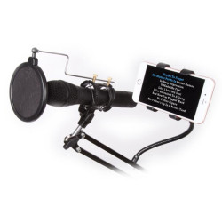 PIED DE TABLE POUR MICROPHONE AVEC SUPPORT POUR SMARTPHONE - RÉGLABLE