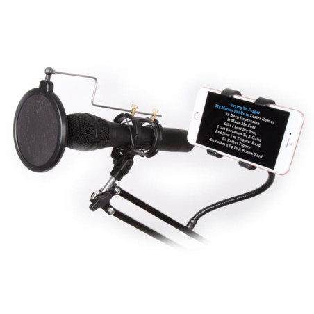 PIED DE TABLE POUR MICROPHONE AVEC SUPPORT POUR SMARTPHONE - RÉGLABLE