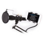 PIED DE TABLE POUR MICROPHONE AVEC SUPPORT POUR SMARTPHONE - RÉGLABLE
