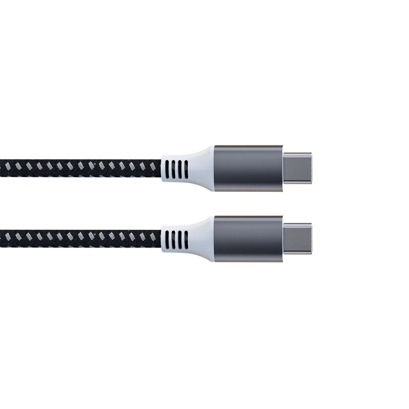 Câble USB - USB 2.0 C à C 60W, 480Mbps, magnétique, nickelé, câble tressé en coton - 1 mètre