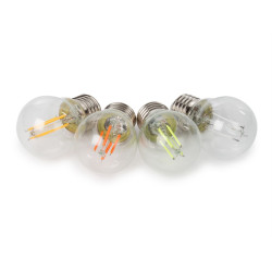 JEU D'AMPOULES À FILAMENT LED - G45 - VERRE CLAIR - 4 pcs - ROUGE - VE