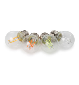JEU D'AMPOULES À FILAMENT LED - G45 - VERRE CLAIR - 4 pcs - ROUGE - VE