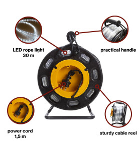 TAMBOUR DE CORDE LUMINEUX LED - 30 m - BLANC FROID - ÉCLAIRAGE DE SÉCU