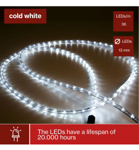 TAMBOUR DE CORDE LUMINEUX LED - 30 m - BLANC FROID - ÉCLAIRAGE DE SÉCU