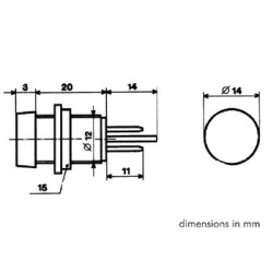 VOYANT ROND 14mm 220V BLEU
