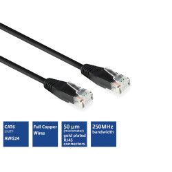 Câble réseau CAT6 U/UTP, CCA, 5m, noir - Velleman