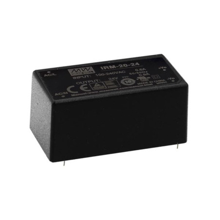 MEAN WELL - ALIMENTATION - 1 SORTIE - 20 W - ENCAPSULÉ - 24 V - Vellem
