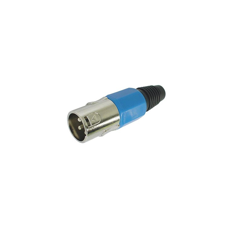 FICHE XLR MALE NICKELEE 3 BROCHES - BLEU