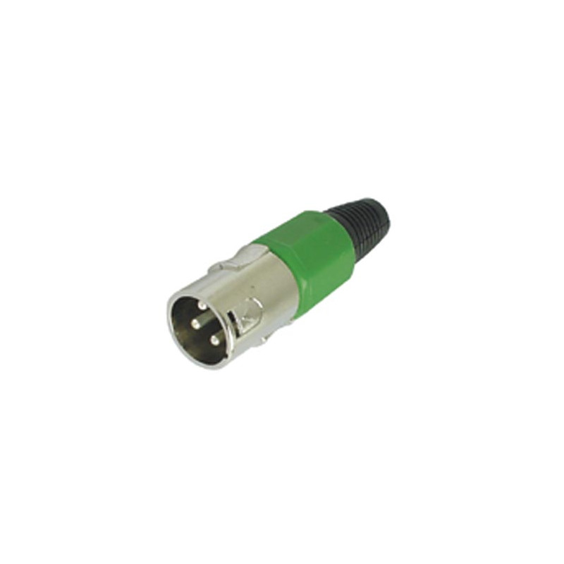 Connecteur XLR mâle 3 broches - nickel - vert Connecteur XLR mâle 3 broches - nickel - vert