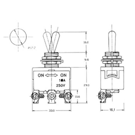 INVERSEUR UNIPOLAIRE A LEVIER ON-ON 10A/250V