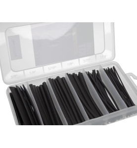 Lot de gaines thermorétractables - noir 10 cm - 170 pcs - dans coffret