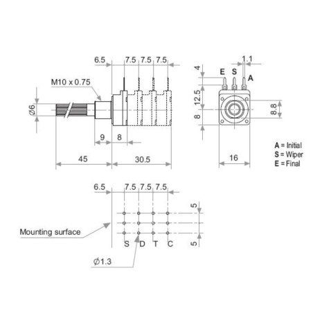 Potentiomètre MONO LOG 47K