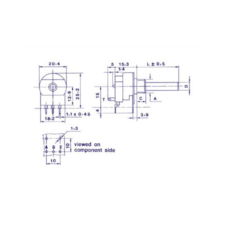 Potentiomètre MONO LIN 220K avec interrupteur