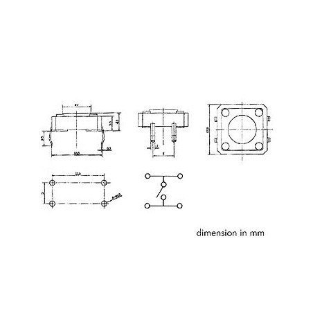 TOUCHE CONTACT 12 x 12mm HAUTEUR : 4.3mm