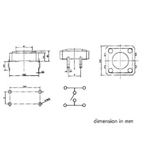 TOUCHE CONTACT 12 x 12mm HAUTEUR : 4.3mm - Velleman