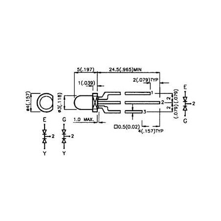 L-115WEGW LED 3mm ROUGE/VERT WHITE BLANC DIFFUS 50mcd