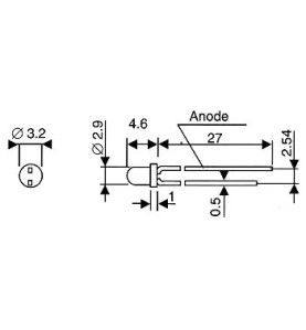 Lampe LED standard de 3 mm, rouge, diffuse - Velleman