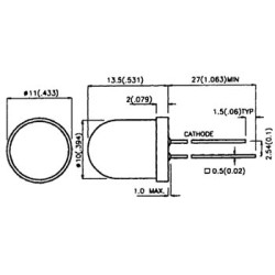 LED SUPERLUMINEUSE ROUGE TRANSPARENTE 10mm 350mcd