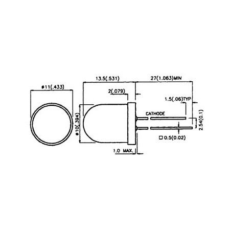 LED SUPERLUMINEUSE ROUGE TRANSPARENTE 10mm 350mcd