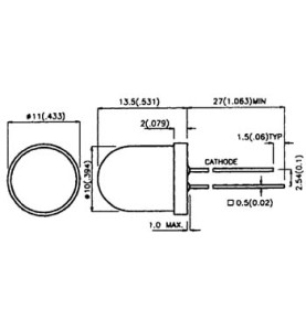 LED SUPERLUMINEUSE ROUGE TRANSPARENTE 10mm 350mcd - Velleman