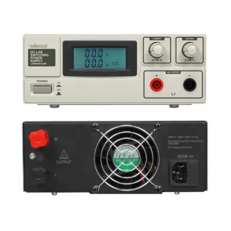 ALIMENTATION DE LABORATOIRE À DÉCOUPAGE 0-60 VCC / 0-15 A MAX / AVEC AFFICHEUR LCD