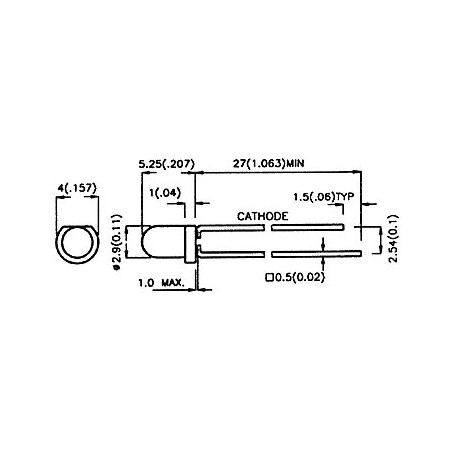 LED 3mm - VERT DIFFUSANT - 20mcd