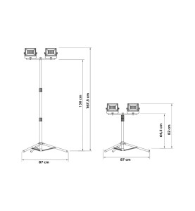 Projecteur de travail LED sur trépied double - 100 W - 11000 lm - 4000
